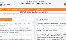 NEET UG 2024: City intimation slip released, admit card soon
