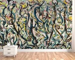 Image of Gym wall mural with abstract expressionist art