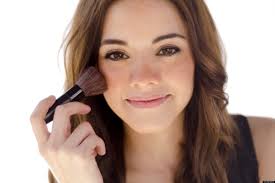 Image result for images of Square face girl who applying blush on the her face