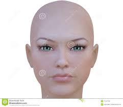 3d cyber girl face isolated on a white background. MR: NO; PR: NO - 3d-cyber-girl-face-11547799