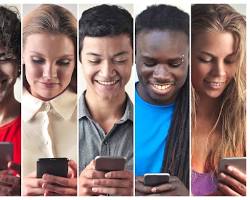 Image of group of people using mobile apps