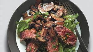 Seared Asian Steak and Mushrooms on Mixed Greens with Ginger ...