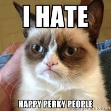 I HATE HAPPY PERKY PEOPLE - Grumpy Cat | Meme Generator via Relatably.com
