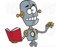 robot holding a book