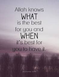 Allah knows what is the best for you and when it&#39;s best for you to ... via Relatably.com