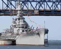 Image of Battleship Cove museum and USS Massachusetts in Fall River