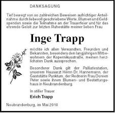 Inge Trapp-möchte ich allen Ve | Nordkurier Anzeigen