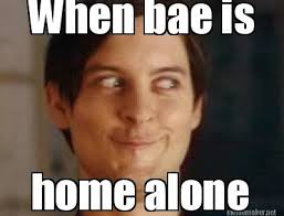 Meme Maker - When bae is home alone Meme Maker! via Relatably.com