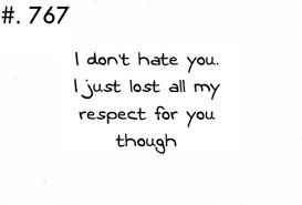 I dont hate you, i just lost all my respect for you though ... via Relatably.com