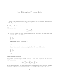 Lab: Estimating Pi using Series