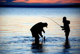 Image result for Picture of a father fishing with his son and daughter