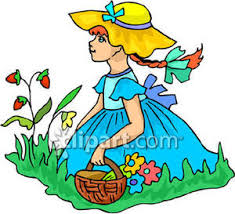 Image result for girls picking wild  flowers clipart