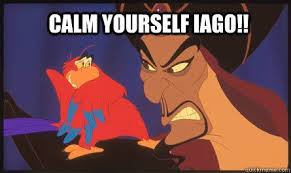 Calm Yourself Iago!! | aladin jr. | Pinterest | Meme via Relatably.com