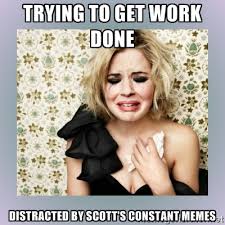 trying to get work done distracted by scott&#39;s constant memes ... via Relatably.com