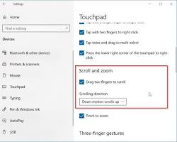 Twofinger scrolling settings in Windows 10