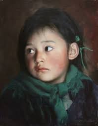 Zorma, a Tibetan Girl by Benjamin Wu Oil ~ 14 x 11 - zorma-a-tibetan-girl