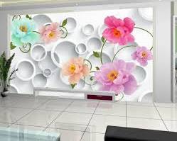 Image of 3D geometric white flower wallpaper design