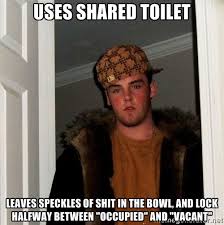 uses shared toilet leaves speckles of shit in the bowl, and lock ... via Relatably.com