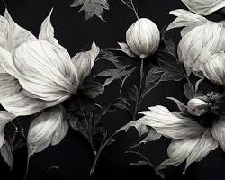 Image of 3D watercolor white flower wallpaper design