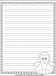 Free Penguin Writing Paper - Primary Ruled Lines - Free4Classrooms