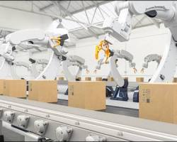 robotic arm performing a task in a factory