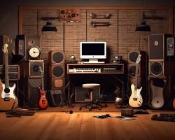 Image of Studio equipment in 3D music wallpaper