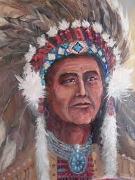 Lynn Burton: Indian Chief: Oil on Canvas. Where the original Pilgrims landed was far off their original course. They landed and settled in an empty Indian ... - gedc0123-0_00351