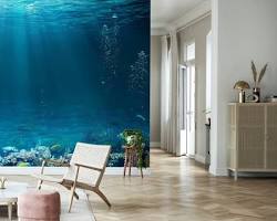 Image of Living room mural with underwater adventure scene