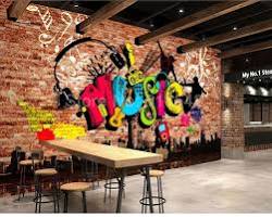 Image of Music store wallpaper with brickwork