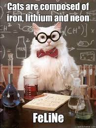 Cats are composed of iron, lithium and neon FeLiNe - Chemistry Cat ... via Relatably.com
