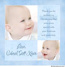 This blue Christening photo thank you card uses your own unique thank you message and the child&#39;s name in the bottom lefthand corner. - modern-blue-christening-thank-you-washed-border