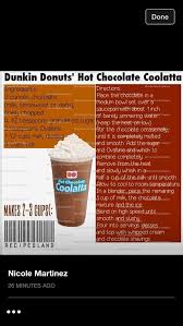 Hot chocolate coolatta!!! | Starbucks drinks recipes, Dunkin donuts ...
