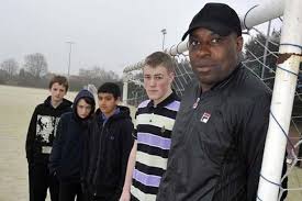 Former Birmingham City player John Gayle\u0026#39;s football coaching ... - john-gayle-former-blues-footballer-at-his-football-project-at-ninestiles-school-acocks-green-with-pupils-from-paignton-school-torbay-8343727-140196