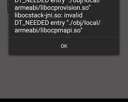 Android smartphone showing an error message