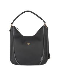 Baggit Aqui Scan Black Textured Large Hobo Shoulder Handbag