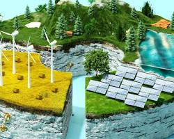 clean energy sustainable futuristic bright future renewable energy landscape, buatan AI