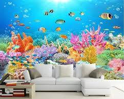 Image of 3D ceiling mural of underwater coral reef for children's room