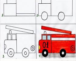 Изображение: Как нарисовать пожарную машину для детей 5 лет
