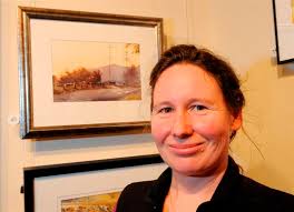 Timaru artist Claire Forbes with her 2012 Edinburgh Realty Premier Art Award-winning watercolour, Summer Evening, Waipara, at the awards ceremony in the Art ... - timaru_artist_claire_forbes_with_her_2012_edinburg_501ba365ac