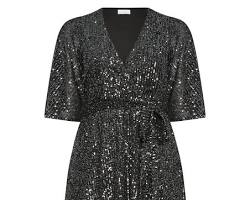 Image of Plus size black and white sequin midi dress