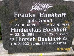 Grab von Frauke Boekhoff (geb. Smidt) (27.11.1899-17.09.1977 ...