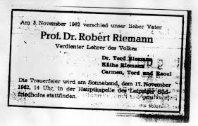 Literaturhistoriker Dr. Robert Riemann ( - 1962-Riemann-Robert-Traueranzeige