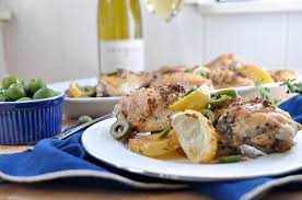 Chicken Thighs with Potato, Lemon & Castelvetrano Olives