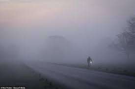 Image result for cartoons of man cycling in fog
